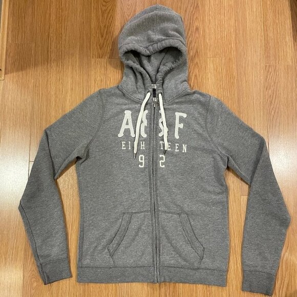 VINTAGE 2000s Y2K ABERCROMBIE GREY SEQUIN HOODIE - Picture 3 of 15